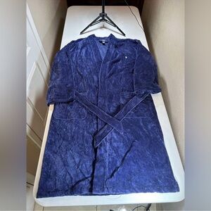New Polo Ralph Lauren R191 100 Cotton French Terry Robe Navy Sz M